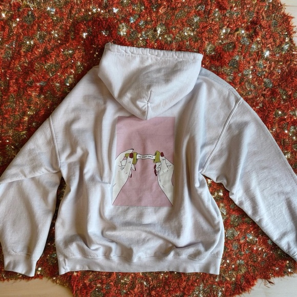 What We Said Podcast Women’s XL Pale Pink Graphic Fortune Cookie Hoodie - Picture 1 of 13